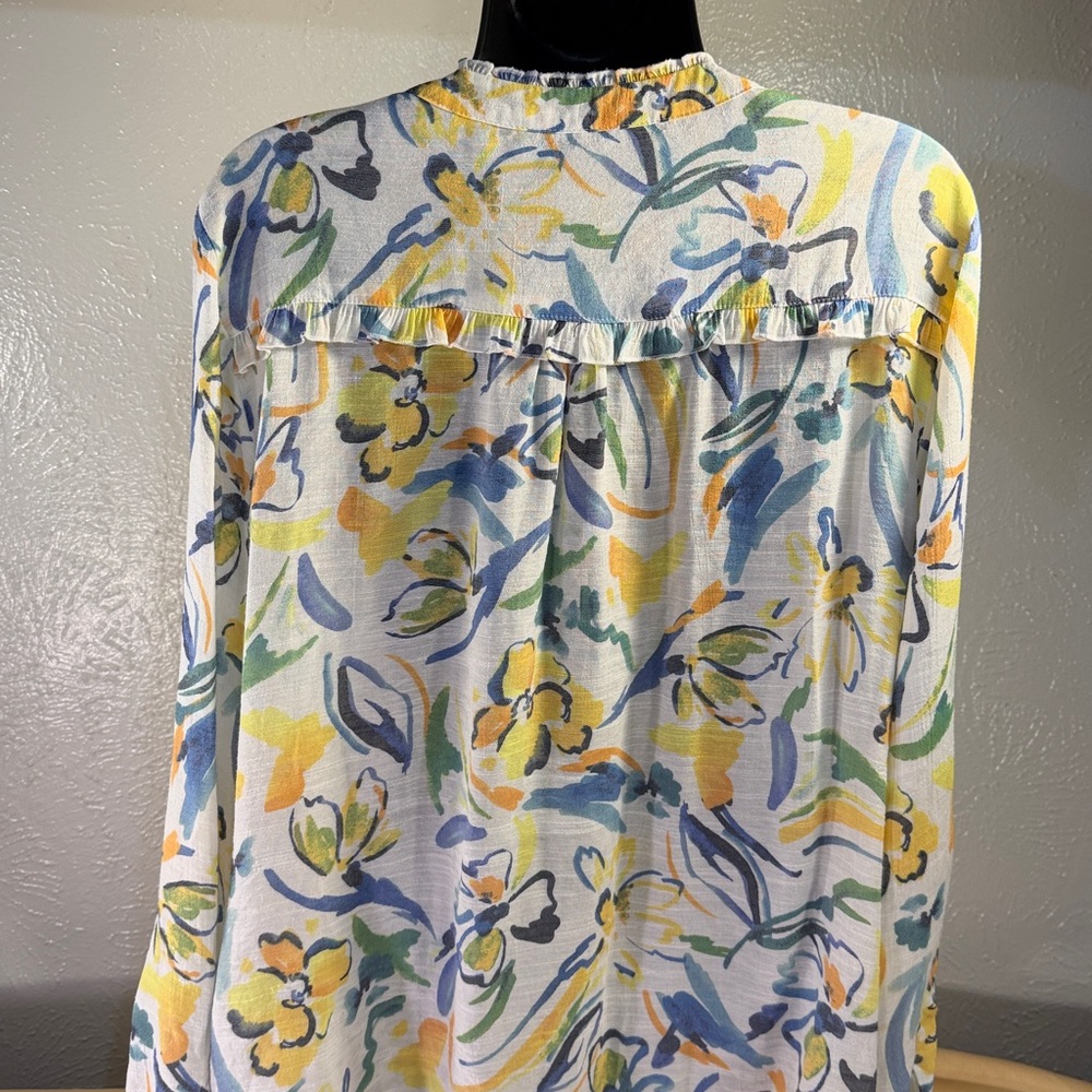 Zac & Rachel long sleeve button down top a watercolor floral print large - Picture 5 of 9